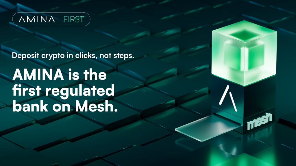 AMINA becomes the first regulated bank to integrate leading crypto payments network, Mesh